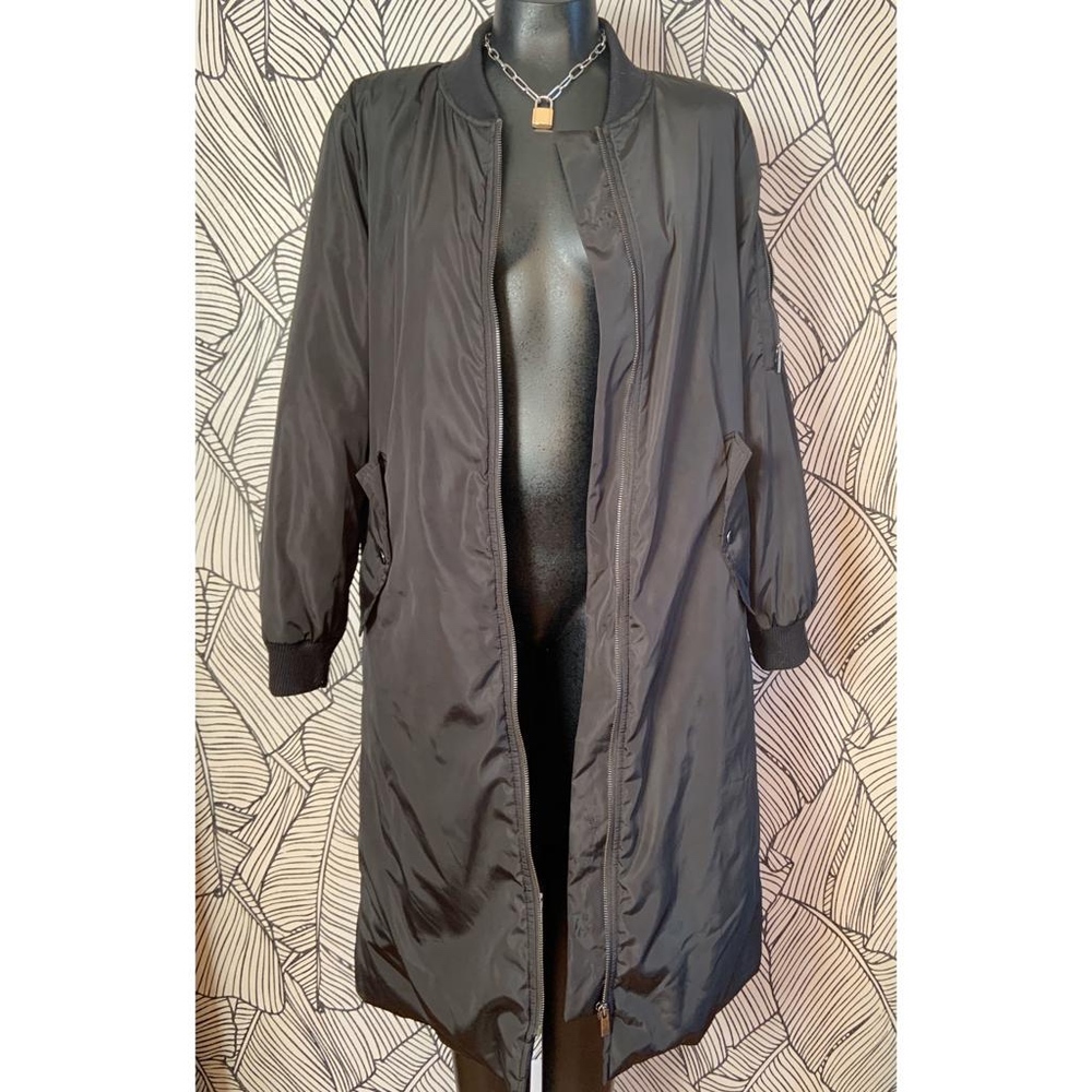 Oversized Long Bomber-Style Jacket